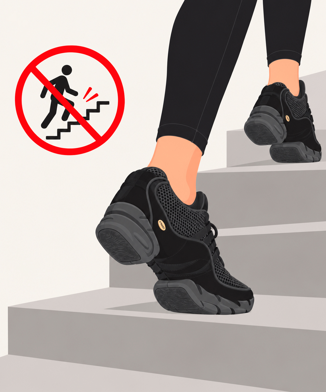 Precaución al utilizar tenis de baile sobre escaleras